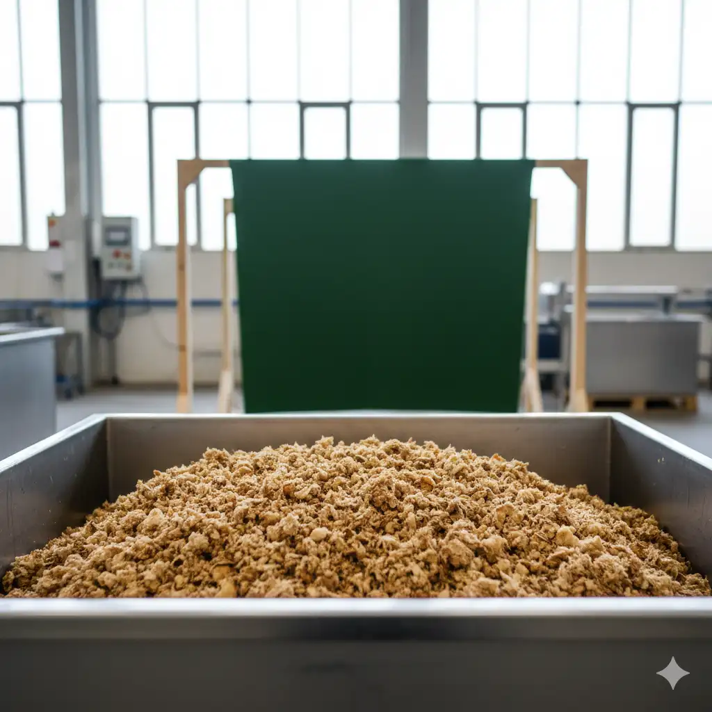 Biobasierte Materialproben in Salbei- und Cremeton